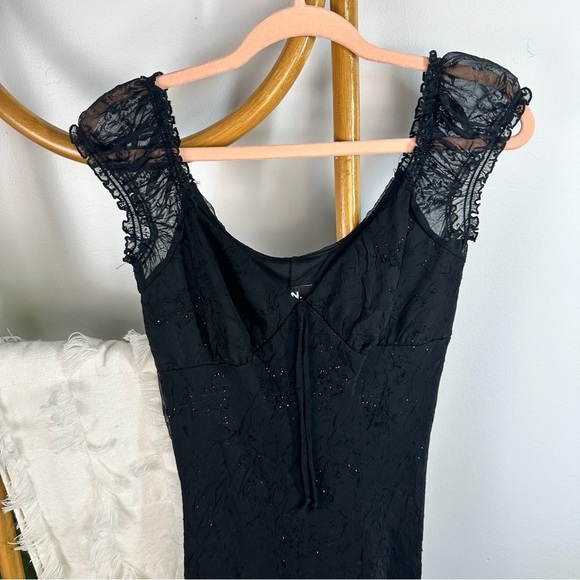 Vintage I.N. San Francisco Black y2k Slip Midi Dress sz 9 - Picture 3 of 6